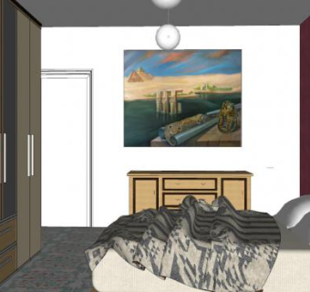 新中式卧室家具sketchup模型下载_sketchup草图大师SKP模型