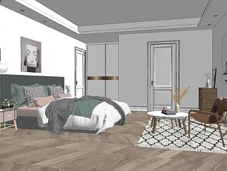 现代卧室整体家具sketchup模型下载_sketchup草图大师SKP模型