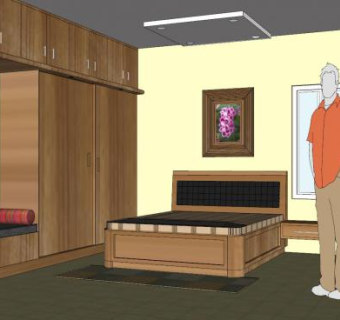 新中式卧室实木家具SU模型下载_sketchup草图大师SKP模型