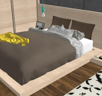 北欧卧室整体家具SU模型下载_sketchup草图大师SKP模型