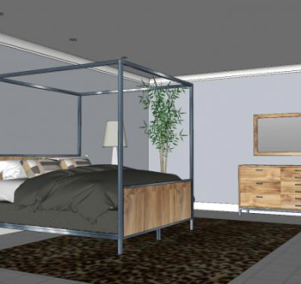 现代风格卧室家具SU模型下载_sketchup草图大师SKP模型