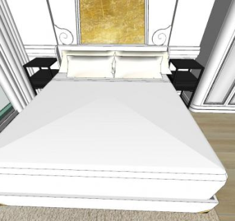 欧式简约卧室SU模型下载_sketchup草图大师SKP模型