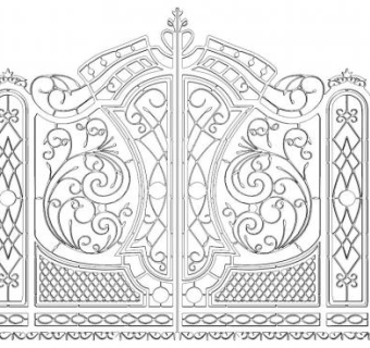 现代镂空雕花铁艺门SU模型下载_sketchup草图大师SKP模型