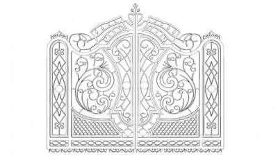 现代镂空雕花铁艺门SU模型下载_sketchup草图大师SKP模型