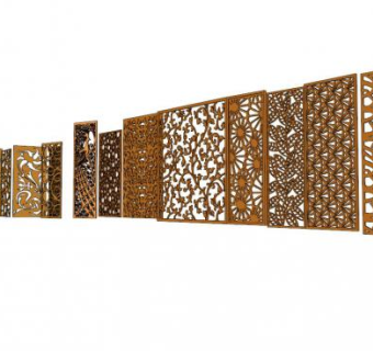 镂空雕花隔断su模型下载_sketchup草图大师SKP模型