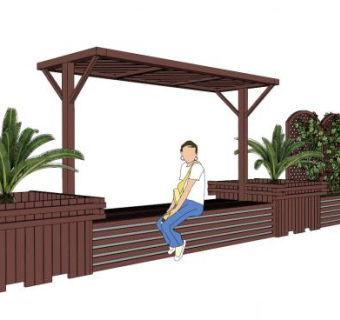 组合防腐木花箱su模型下载_sketchup草图大师SKP模型