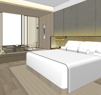 极简禅意卧室SU模型下载_sketchup草图大师SKP模型