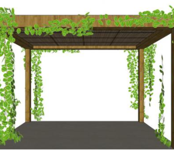 新中式廊架花架su模型下载_sketchup草图大师SKP模型