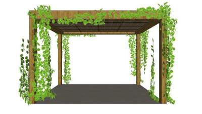 新中式廊架花架su模型下载_sketchup草图大师SKP模型