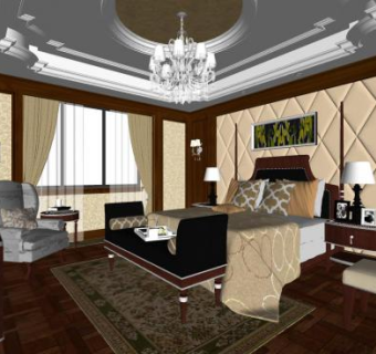 欧式卧室家具家装SU模型下载_sketchup草图大师SKP模型