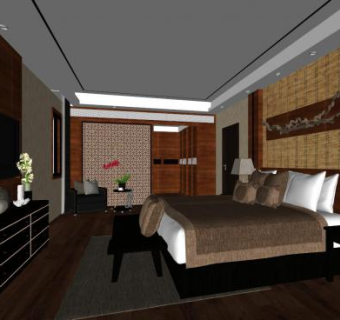 复古风格家装设计SU模型下载_sketchup草图大师SKP模型