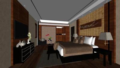 复古风格家装设计SU模型下载_sketchup草图大师SKP模型