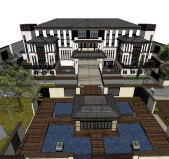 建筑别墅su模型下载_sketchup草图大师SKP模型