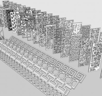 花格栅镂空隔断su模型下载_sketchup草图大师SKP模型