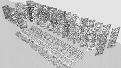 花格栅镂空隔断su模型下载_sketchup草图大师SKP模型