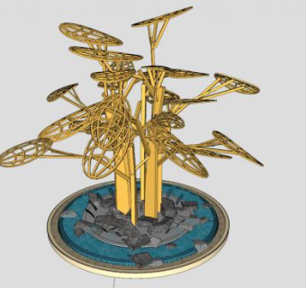 景观现代雕塑su模型下载_sketchup草图大师SKP模型