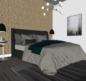 现代软装卧室SU模型下载_sketchup草图大师SKP模型