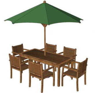 户外木质长桌椅su模型下载_sketchup草图大师SKP模型