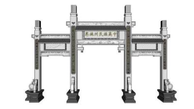 牌坊门户su模型下载_sketchup草图大师SKP模型