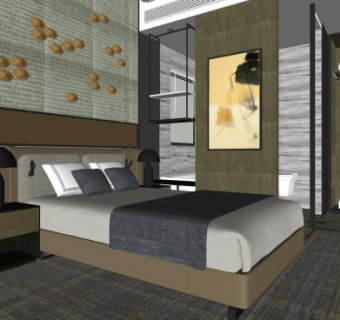 现代简约整体卧室sketchup模型下载_sketchup草图大师SKP模型