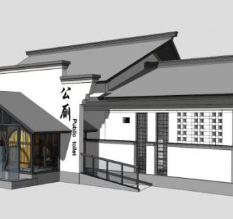 新中式厕所SU模型下载_sketchup草图大师SKP模型