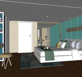 时尚家装卧室SU模型下载_sketchup草图大师SKP模型