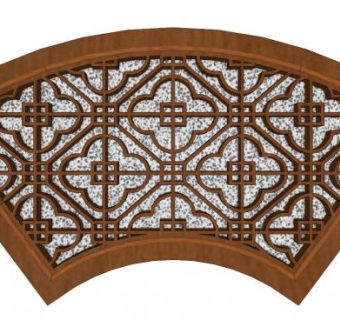 中式围墙扇形窗户su模型下载_sketchup草图大师SKP模型