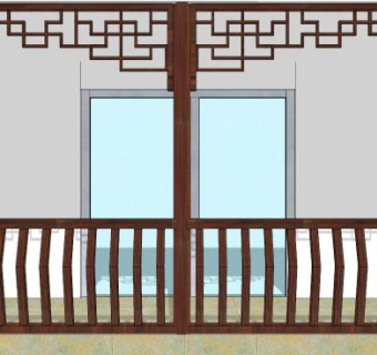 中式阳台su模型下载_sketchup草图大师SKP模型