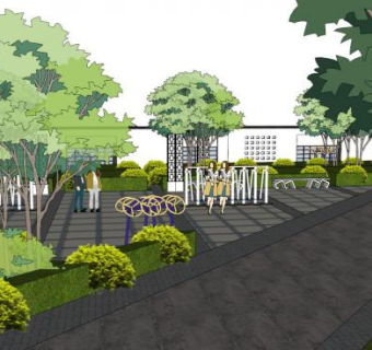 小游园景观设计su模型下载_sketchup草图大师SKP模型