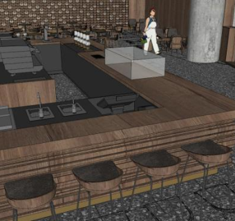 星巴克室内桌椅su模型下载_sketchup草图大师SKP模型