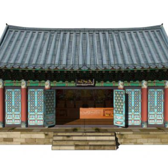 农村寺庙su模型下载_sketchup草图大师SKP模型