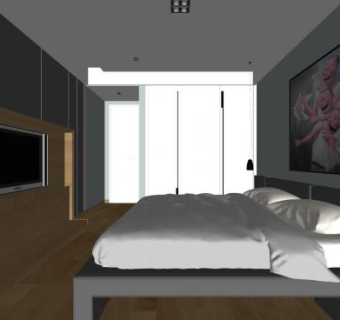极简卧室家装家具SU模型下载_sketchup草图大师SKP模型