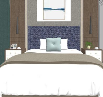 北欧卧室床具设计sketchup模型下载_sketchup草图大师SKP模型