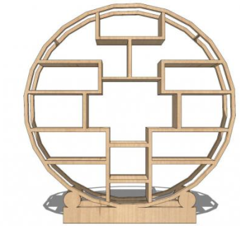 中式圆弧博古架su模型下载_sketchup草图大师SKP模型