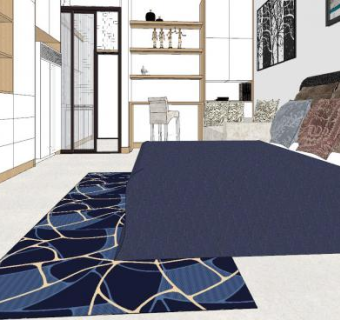 现代简约卧室装饰SU模型下载_sketchup草图大师SKP模型