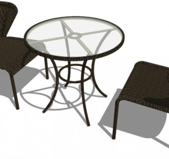 双人桌椅su模型下载_sketchup草图大师SKP模型