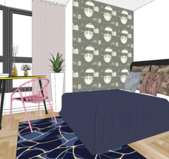 现代创意卧室SU模型下载_sketchup草图大师SKP模型