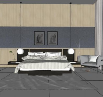 复古家装卧室sketchup模型下载_sketchup草图大师SKP模型