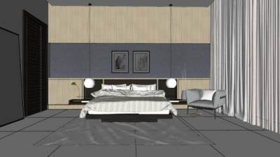 复古家装卧室sketchup模型下载_sketchup草图大师SKP模型