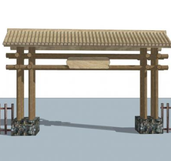 农庄大门su模型下载_sketchup草图大师SKP模型
