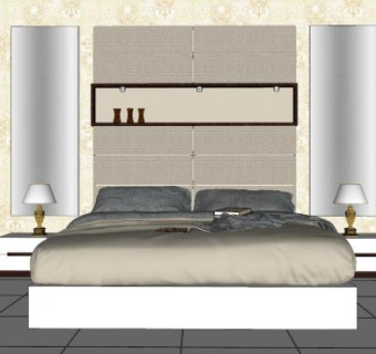 现代时尚床具室内SU模型下载_sketchup草图大师SKP模型