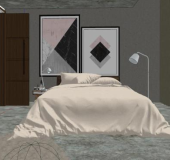 现代工业简约卧室SU模型下载_sketchup草图大师SKP模型