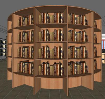 圆柱形书架su模型下载_sketchup草图大师SKP模型