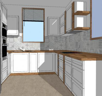 现代简约U型厨房SU模型下载_sketchup草图大师SKP模型