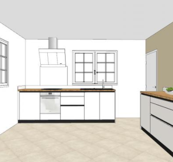 简约白色厨房橱柜SU模型下载_sketchup草图大师SKP模型