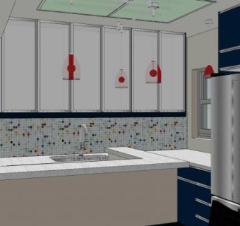 现代马赛克厨房橱柜SU模型下载_sketchup草图大师SKP模型