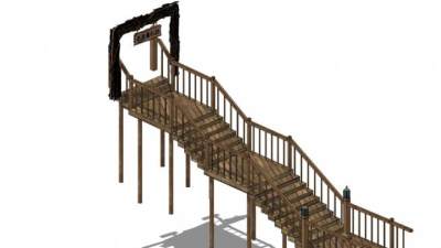 木栈道栏杆su模型下载_sketchup草图大师SKP模型