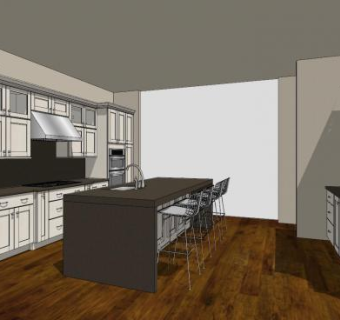 美式厨房吧台椅SU模型下载_sketchup草图大师SKP模型