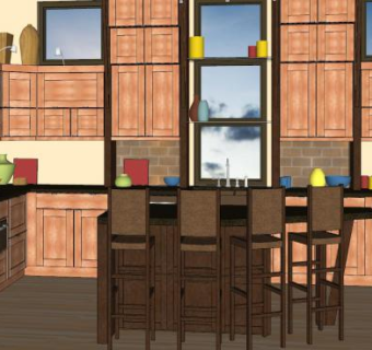 美式实木厨房家具SU模型下载_sketchup草图大师SKP模型