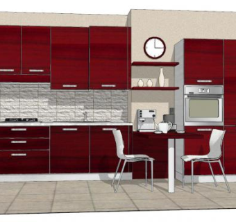 现代红木厨房橱柜SU模型下载_sketchup草图大师SKP模型